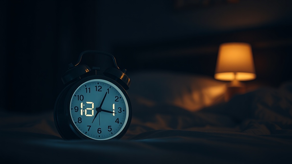 Person liegt nachts wach im Bett